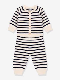 -Conjunto de 2 prendas a rayas de punto tricot de lana y algodón PETIT BATEAU