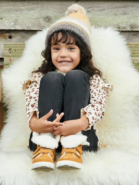 Conjunto de gorro y snood jacquard para niña BEIGE CLARO ESTAMPADO 