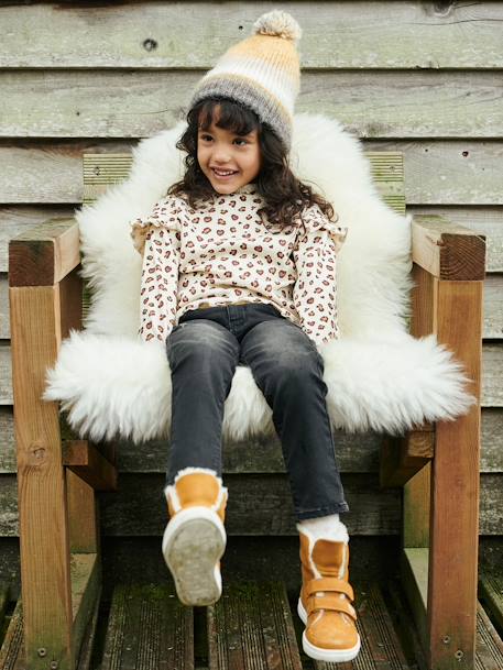 Conjunto de gorro y snood jacquard para niña BEIGE CLARO ESTAMPADO 