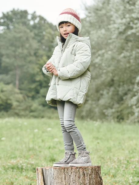 Zapatillas caña media de piel con cordones y cremallera, niña AZUL OSCURO LISO CON MOTIVOS+GRIS MEDIO LISO 