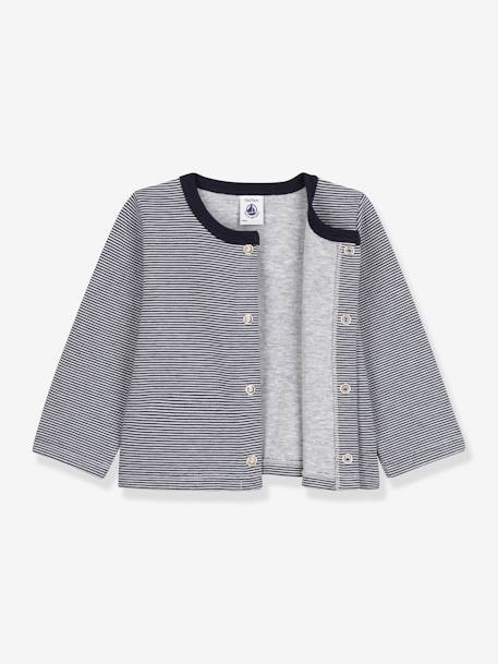 Cárdigan de punto grueso milrayas para bebé - PETIT BATEAU azul marino 