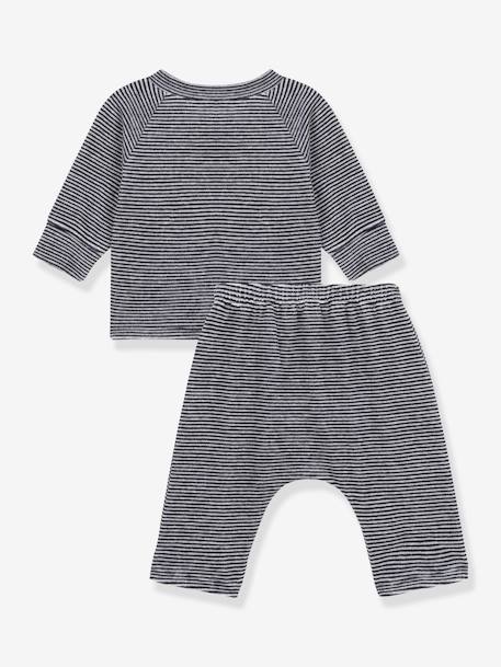 Conjunto de 2 prendas de terciopelo y algodón PETIT BATEAU azul marino 