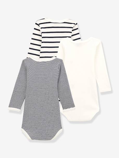 Lote de 3 bodies de manga larga PETIT BATEAU blanco+lote blanco 