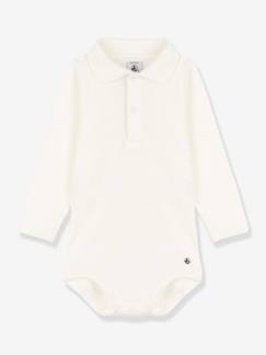 -Body de manga larga con cuello polo de algodón bio PETIT BATEAU