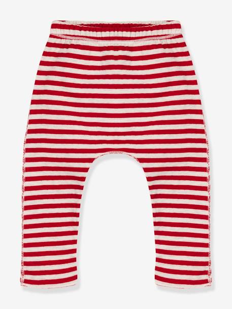 Bebé-Pantalones, vaqueros -Pantalón a rayas de tejido túbico para bebé - PETIT BATEAU