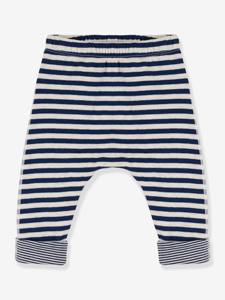 Pantalón a rayas de tejido túbico para bebé - PETIT BATEAU azul 