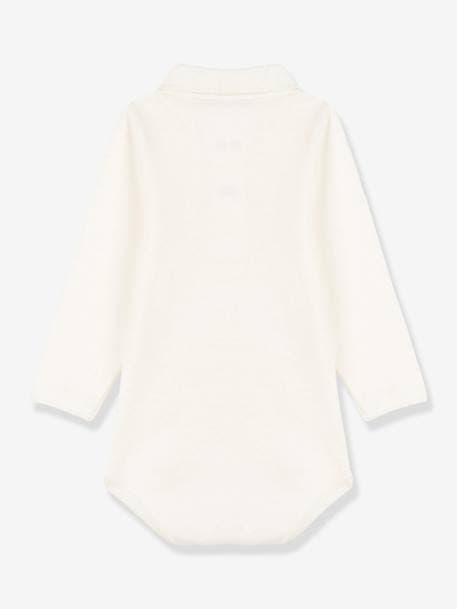 Body de manga larga con cuello polo de algodón bio PETIT BATEAU crudo 