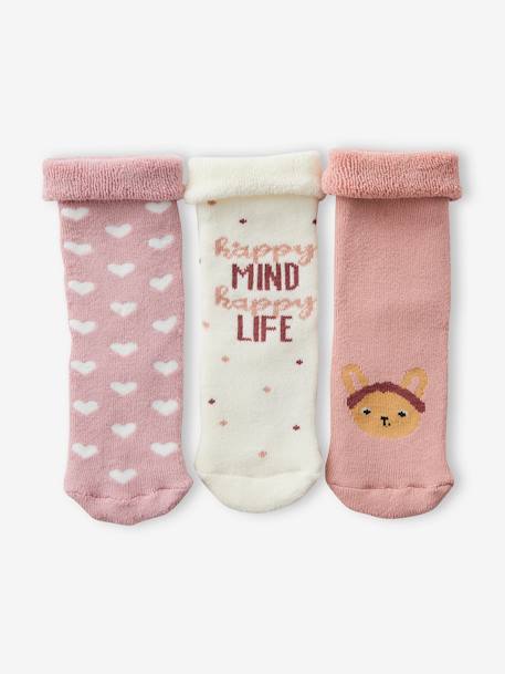 Pack de 3 pares de calcetines Conejitos y Corazones, bebé niña rosa maquillaje 