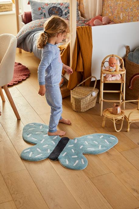 Alfombra de baño de felpa Mariposa BLANCO CLARO LISO CON MOTIVOS 