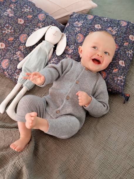 Conjunto unisex de punto tricot con camiseta y pantalón, bebé BLANCO CLARO LISO+GRIS CLARO JASPEADO+gris pizarra 