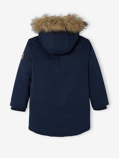 Parka con capucha y forro de sherpa, con relleno de poliéster reciclado, niño AZUL OSCURO LISO CON MOTIVOS+MARRON OSCURO LISO CON MOTIVOS+VERDE MEDIO LISO CON MOTIVOS 