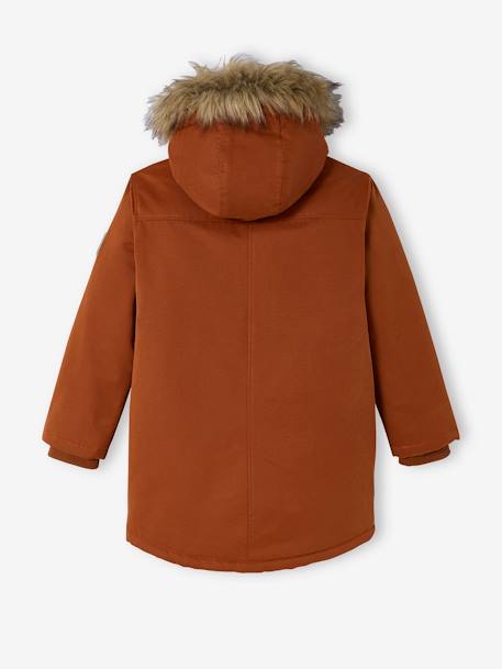 Parka con capucha y forro de sherpa, con relleno de poliéster reciclado, niño AZUL OSCURO LISO CON MOTIVOS+MARRON OSCURO LISO CON MOTIVOS+VERDE MEDIO LISO CON MOTIVOS 