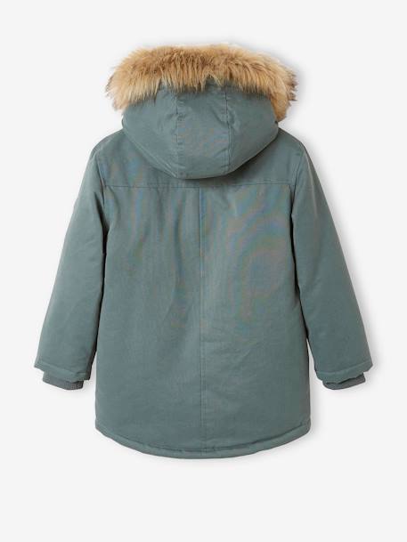 Parka con capucha y forro de sherpa, con relleno de poliéster reciclado, niño AZUL OSCURO LISO CON MOTIVOS+MARRON OSCURO LISO CON MOTIVOS+VERDE MEDIO LISO CON MOTIVOS 