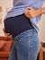 Vaquero skinny para embarazo con bajos deshilachados y banda sin costuras AZUL OSCURO LISO 