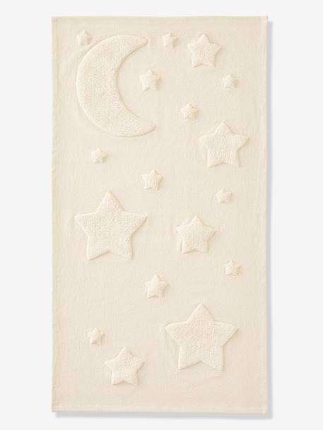 Alfombra rectangular con relieve de luna y estrellas Luna BEIGE CLARO LISO CON MOTIVOS 