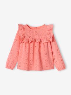 Niña-Blusa con volantes de bordado inglés para niña