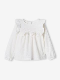 -Blusa con volantes de bordado inglés para niña