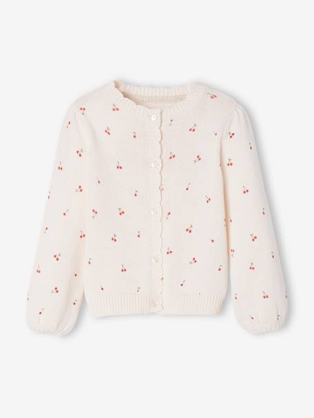 Chaqueta estampada con acabado festoneado para niña beige estampado+blanco estampado 