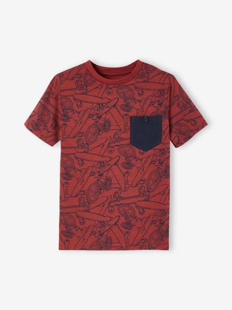 Camiseta de manga corta con motivos gráficos, para niño arcilla+blanco jaspeado+canela+gris oscuro+liquen+nuez de pacana 