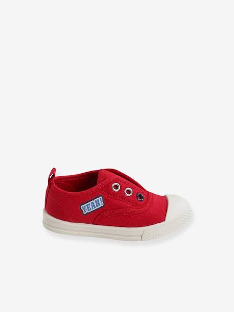 Zapatillas deportivas elásticas de lona para bebé azul jeans+rojo 