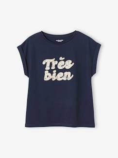 Camiseta estampada con lazo fantasía, para niña caqui - Vertbaudet