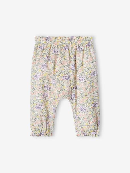 Pantalón vaporoso estampado para bebé crudo+VERDE OSCURO ESTAMPADO+violeta estampado 