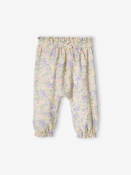 Pantalón vaporoso estampado para bebé crudo+VERDE OSCURO ESTAMPADO+violeta estampado 