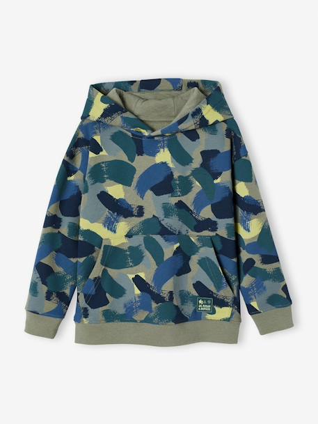 Sudadera con efecto camuflaje y capucha para niño verde estampado 