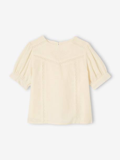 Blusa con encaje efecto lino para niña crudo 