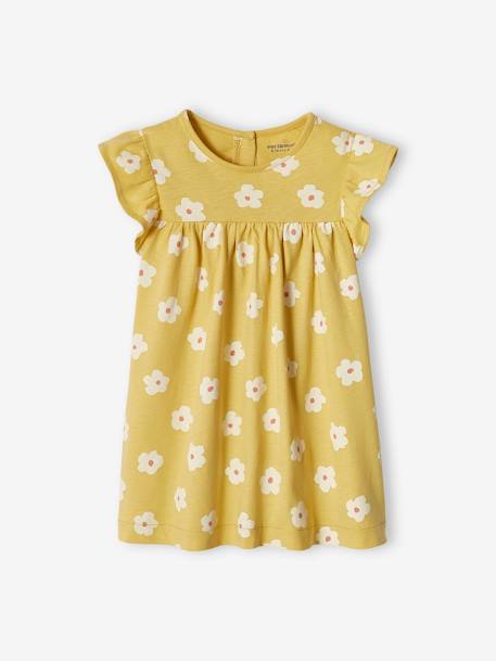 Vestido de punto para bebé amarillo pálido+fucsia 