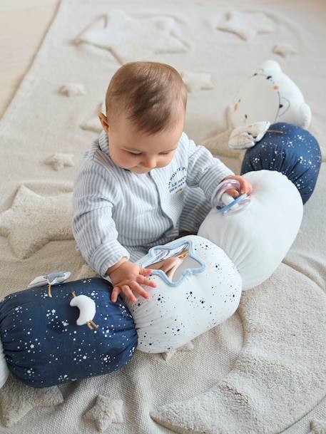 Almohada de actividades CELESTE AZUL OSCURO LISO CON MOTIVOS 