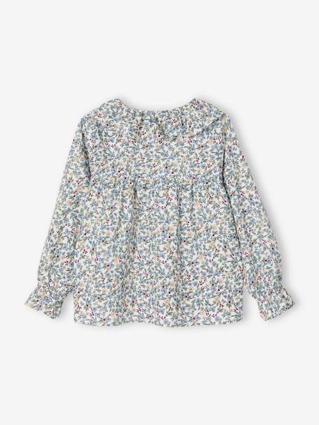 Blusa con estampado de flores para niña crudo+rosa+verde agua+verde pino 