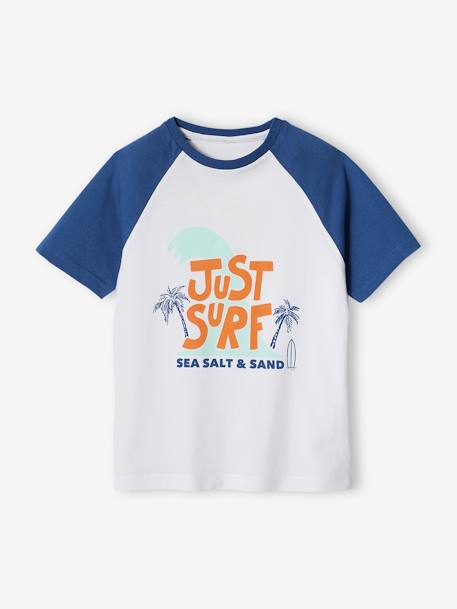 Camiseta con motivo gráfico y mangas raglán para niño azul+verde sauce 