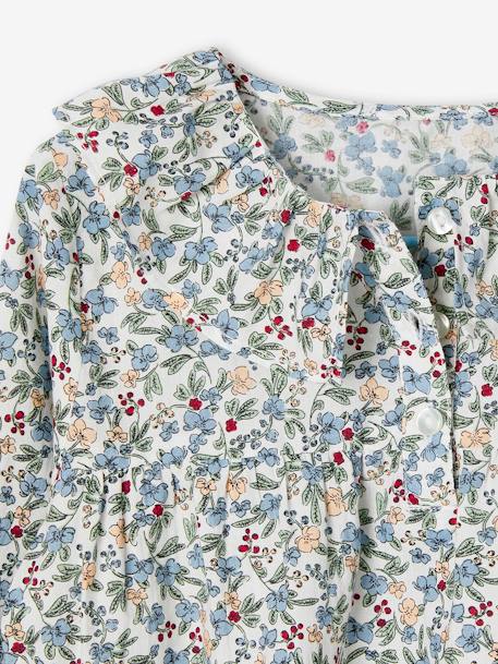 Blusa con estampado de flores para niña crudo+rosa+verde agua+verde pino 