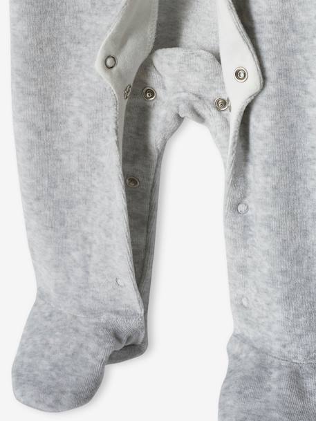 Pelele «Koala» de terciopelo para bebé beige jaspeado+gris jaspeado 