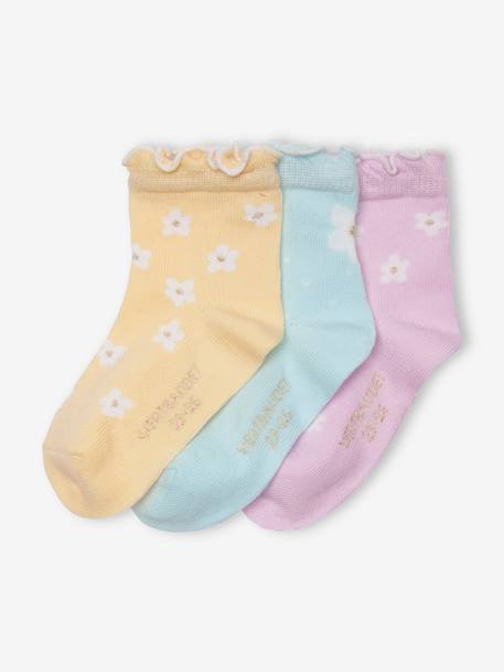 Pack de 3 pares de calcetines «Margaritas» para bebé niña