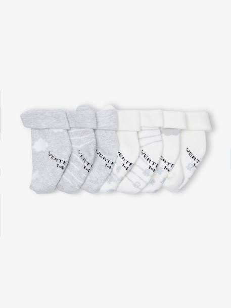 Pack de 7 pares de calcetines «nubes y osos» para bebé gris jaspeado 