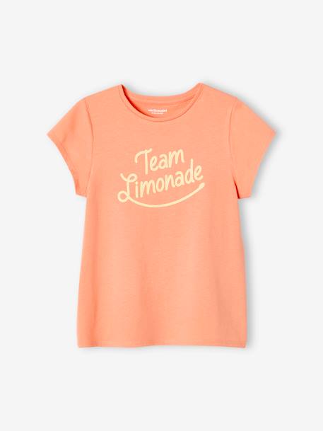 Camiseta con mensaje, para niña azul claro+azul marino+coral+fresa+rojo+vainilla+verde pino 