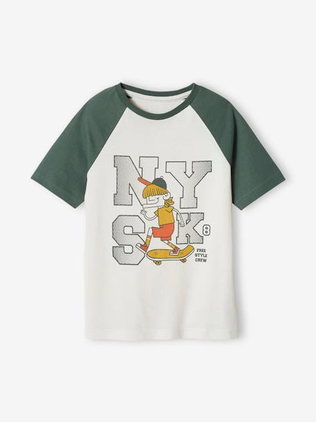 Camiseta con motivo gráfico y mangas raglán para niño azul+verde sauce 