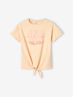 Niña-Camisetas-Camisetas-Camiseta deportiva con motivo de brillantes y bajo anudado, para niña