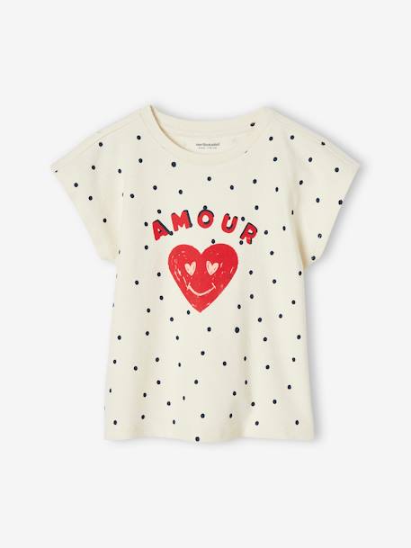 Camiseta 'amour' con lunares para niña crudo 