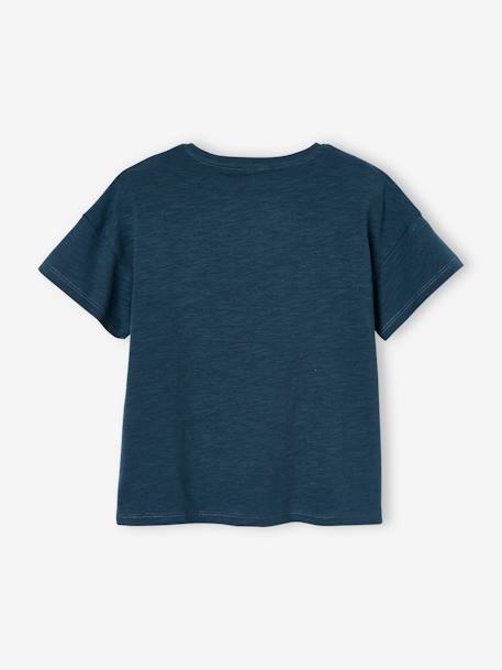 Camiseta con motivo con flecos y detalles irisados para niña albaricoque+azul claro+crudo+rayas azul marino+tinta+verde almendra 