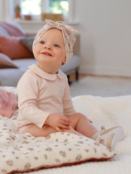 body bebé 100% algodón manga larga 0-3-6 meses blanco bordado azul claro
