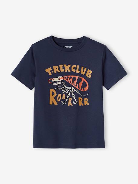 Camiseta con estampado de dinosaurio para niño azul oscuro+beige 