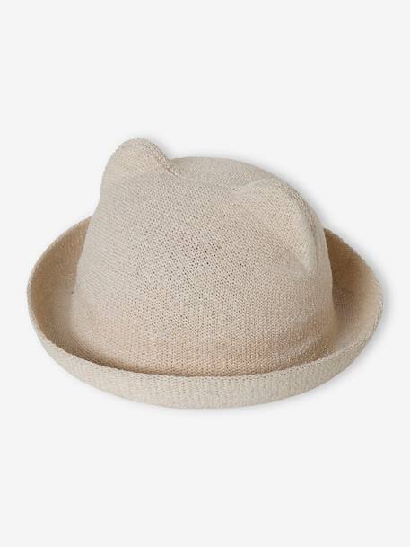 Sombrero con forma de gato para bebé niña beige arena 