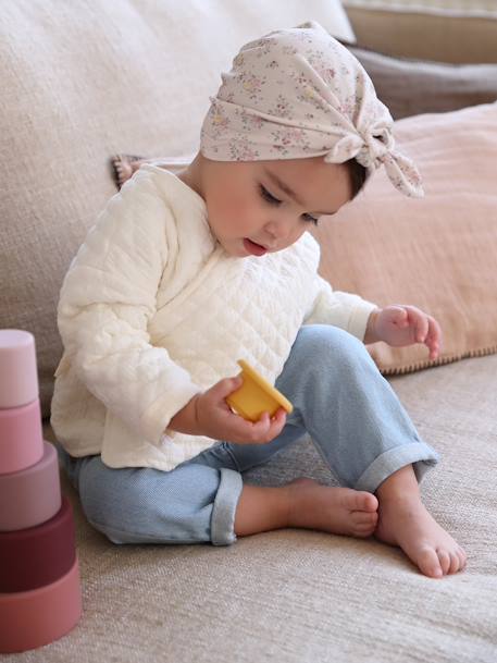 Gorro estilo turbante de punto estampado para bebé niña beige maquillaje 