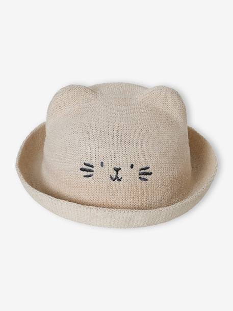 Sombrero con forma de gato para bebé niña beige arena 