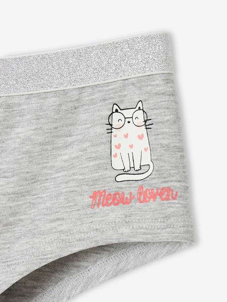 Pack de 3 shorties «Gatos» para niña gris jaspeado 