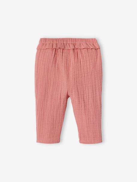 Pantalón de gasa de algodón para bebé azul grisáceo+crudo+rosa rosa pálido+rosa viejo 
