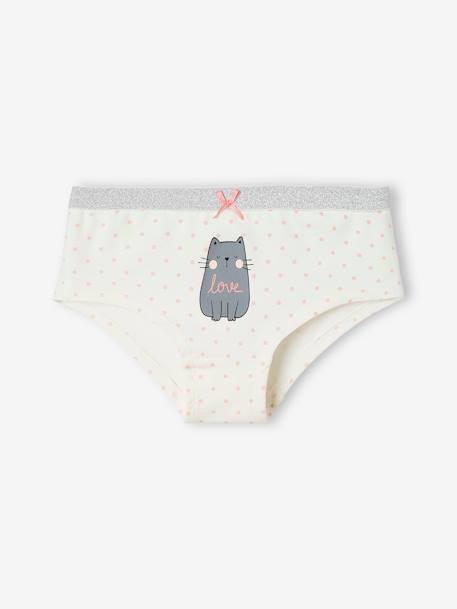 Pack de 3 shorties «Gatos» para niña gris jaspeado 